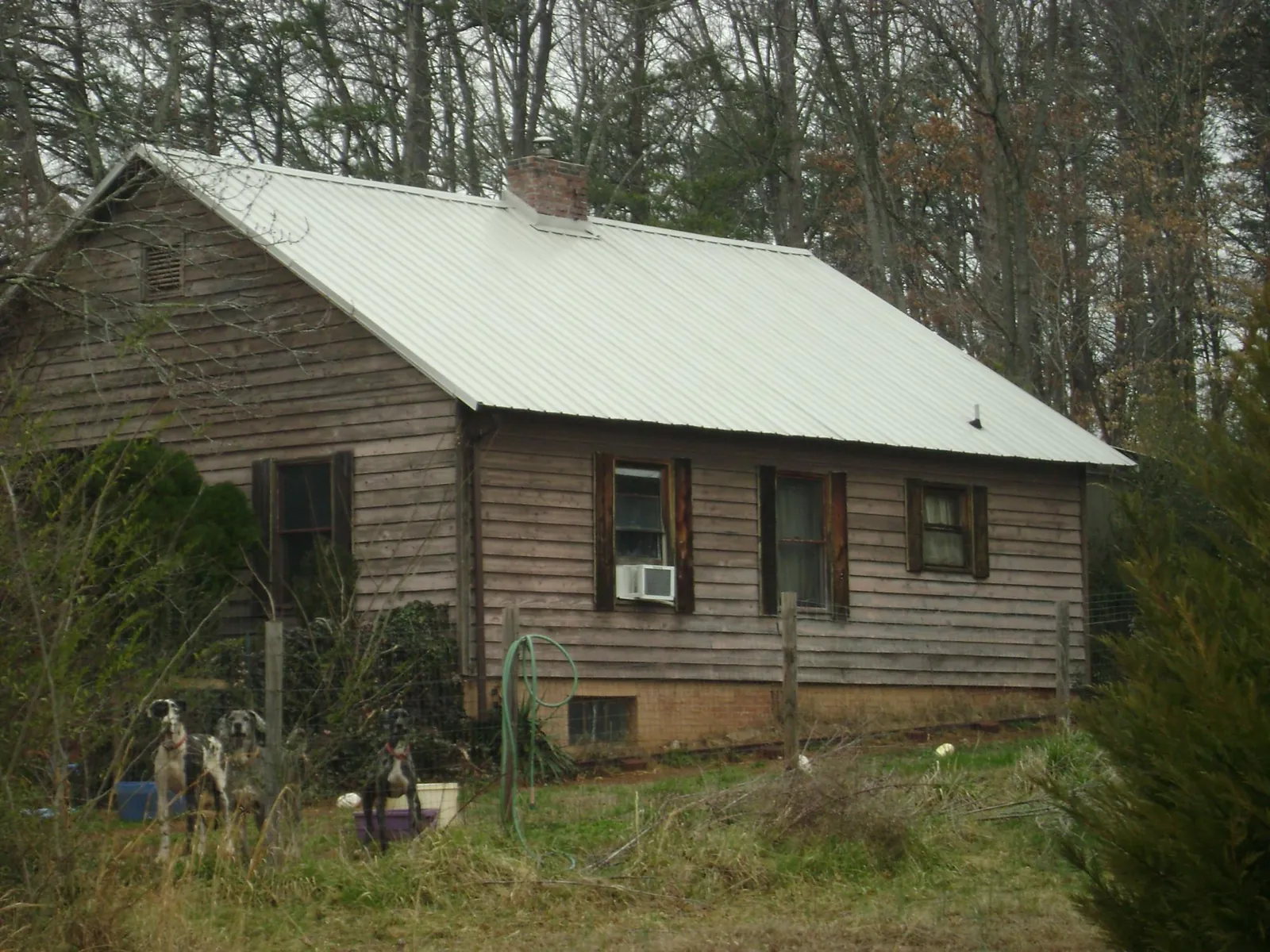 White metal roof on an old wood sided farmhouse, from a Asphalt Shingle Roof Repair job in Rushmore
